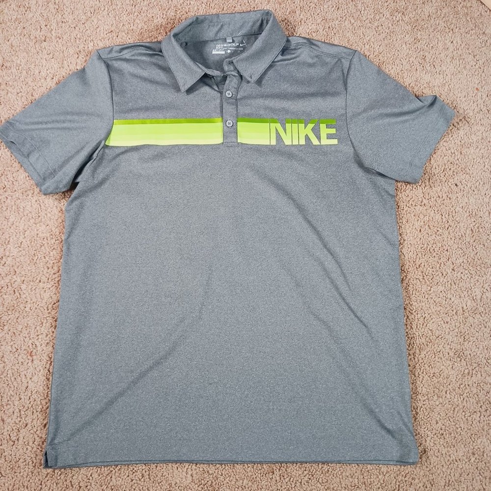 NIKE GOLF MENS GRAY/GREEN SPORT POLO SHIRT SIZE LARGE - Picture 7 of 8